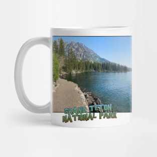 Wyoming State Outline (Grand Teton National Park - Lake Jenny Trail) Mug